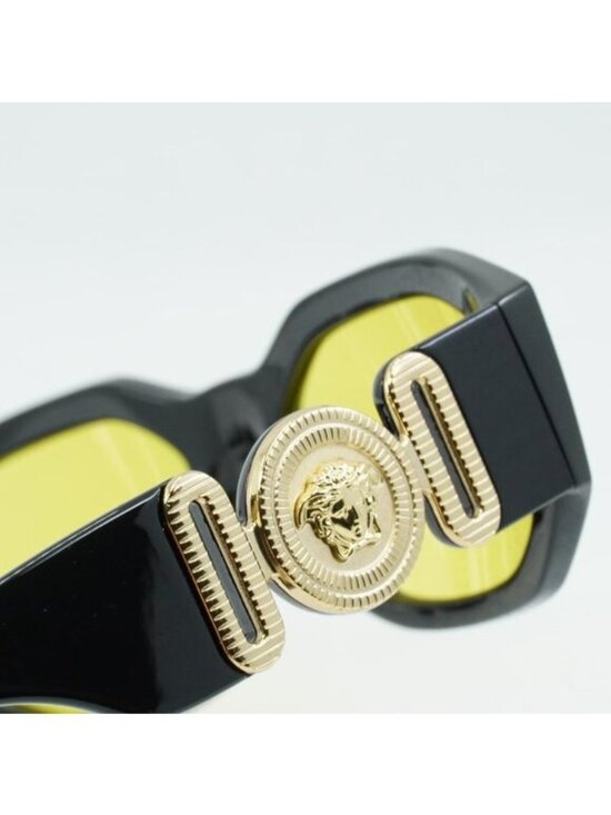 Versace VE4361 GB1/85 Sunglasses Solid Black Oval Frame, Yellow Lenses main image 10